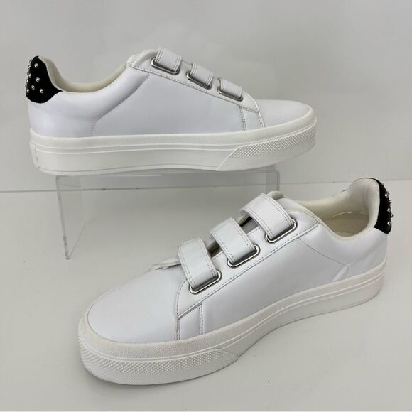 JSLIDES Gennie Studded Platform Sneaker in White Faux Leather Size 10 - Picture 4 of 14